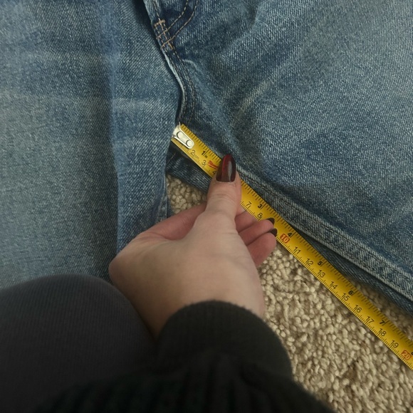 Moussy Vintage Straight Leg Jeans in Mid Blue Distressed Denim - Picture 12 of 16